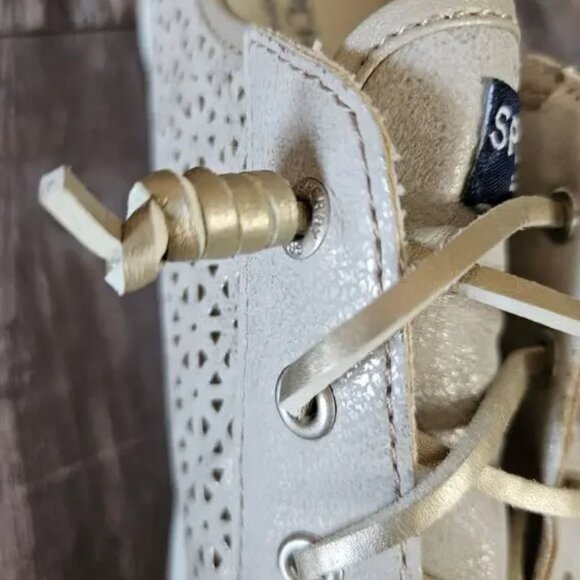 Sperry Top-Sider Crest Vibe Perf Sneaker SZ 5.5 Champagne Gold Memory Foam Tan S - Picture 10 of 11